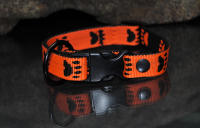 Halsband Nylon Orange- schwarze Pfötchen 20mm