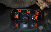 Halsband Nylon Schwarz- orangene Pfötchen 20mm