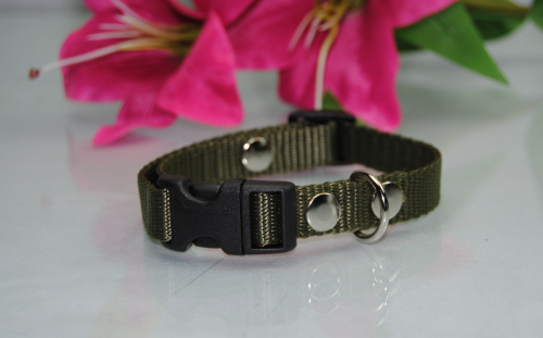 Halsband Nylon Oliv 15mm