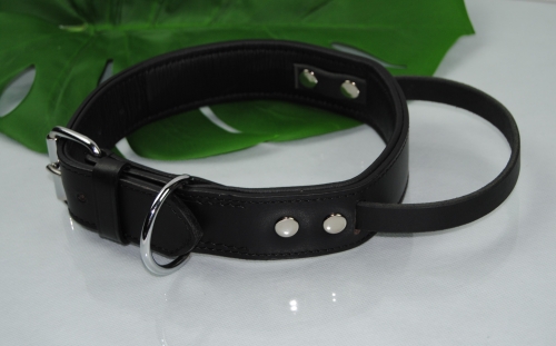 Bullyzei Lederhalsband mit Griff 70cm Hetzhalsband